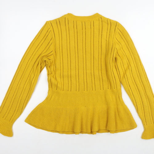 Miss Selfridge Womens Yellow Round Neck Acrylic Pullover Jumper Size 10