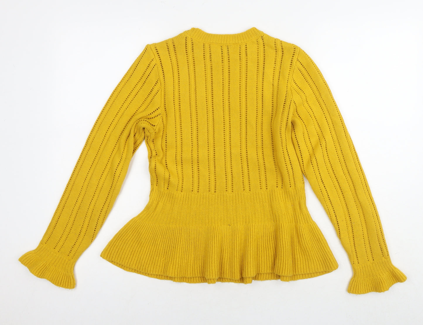 Miss Selfridge Womens Yellow Round Neck Acrylic Pullover Jumper Size 10