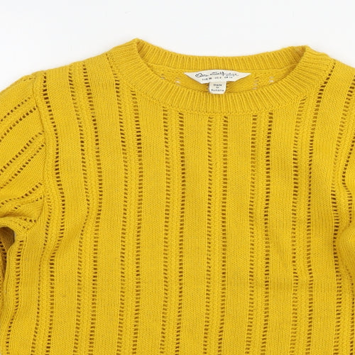 Miss Selfridge Womens Yellow Round Neck Acrylic Pullover Jumper Size 10