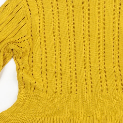 Miss Selfridge Womens Yellow Round Neck Acrylic Pullover Jumper Size 10