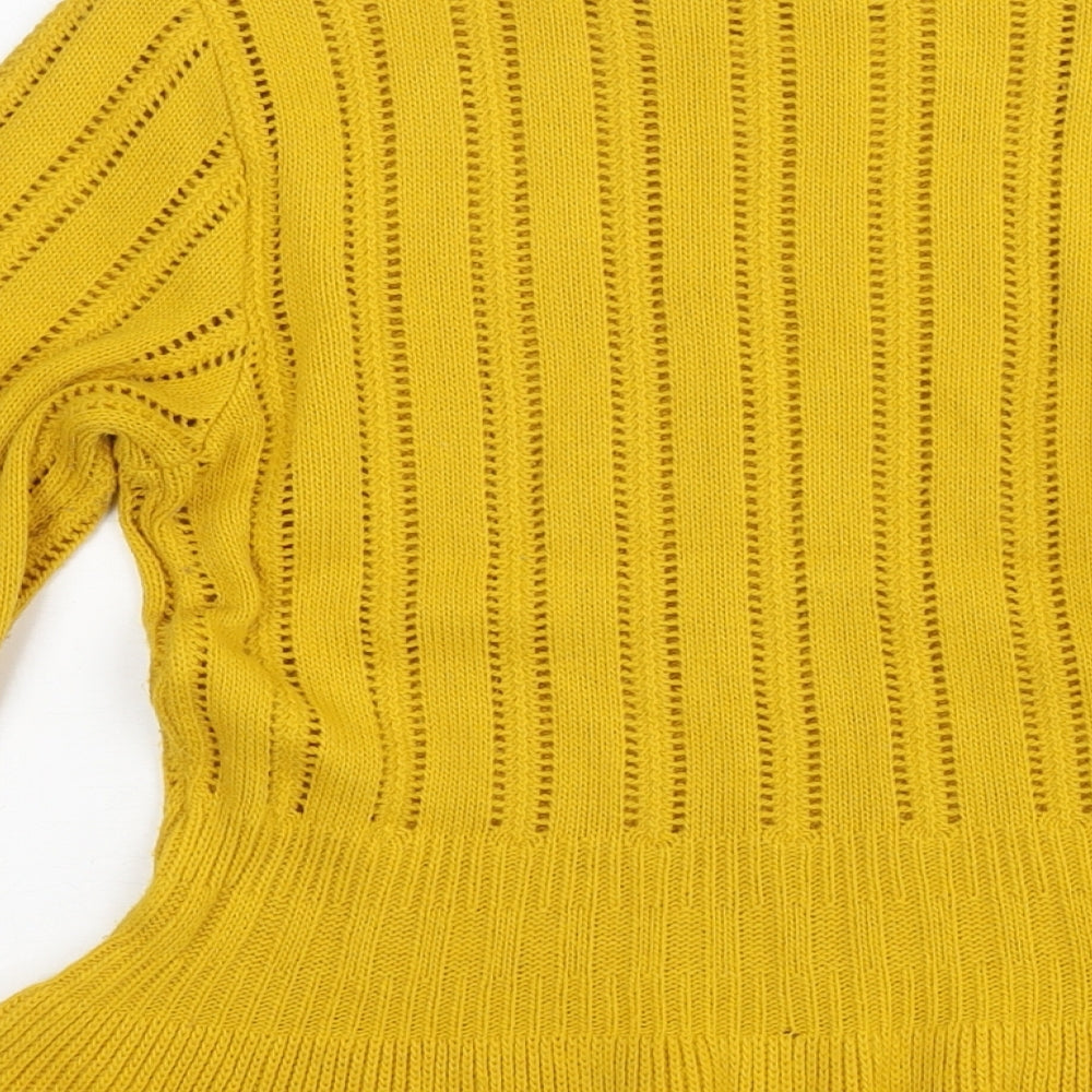 Miss Selfridge Womens Yellow Round Neck Acrylic Pullover Jumper Size 10