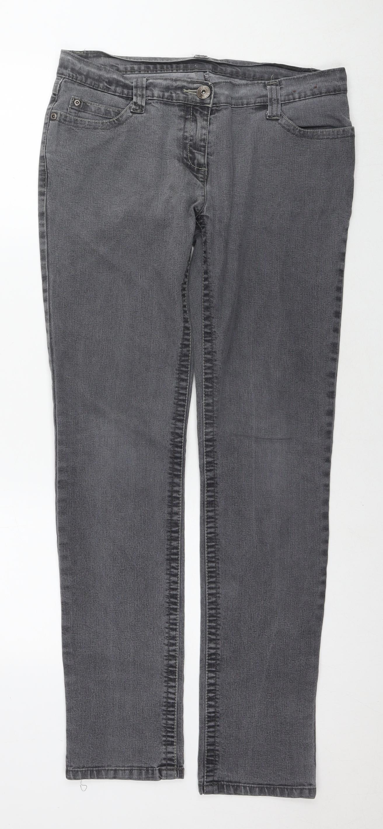 Dorothy Perkins Womens Grey Cotton Skinny Jeans Size 12 L30 in Regular Zip