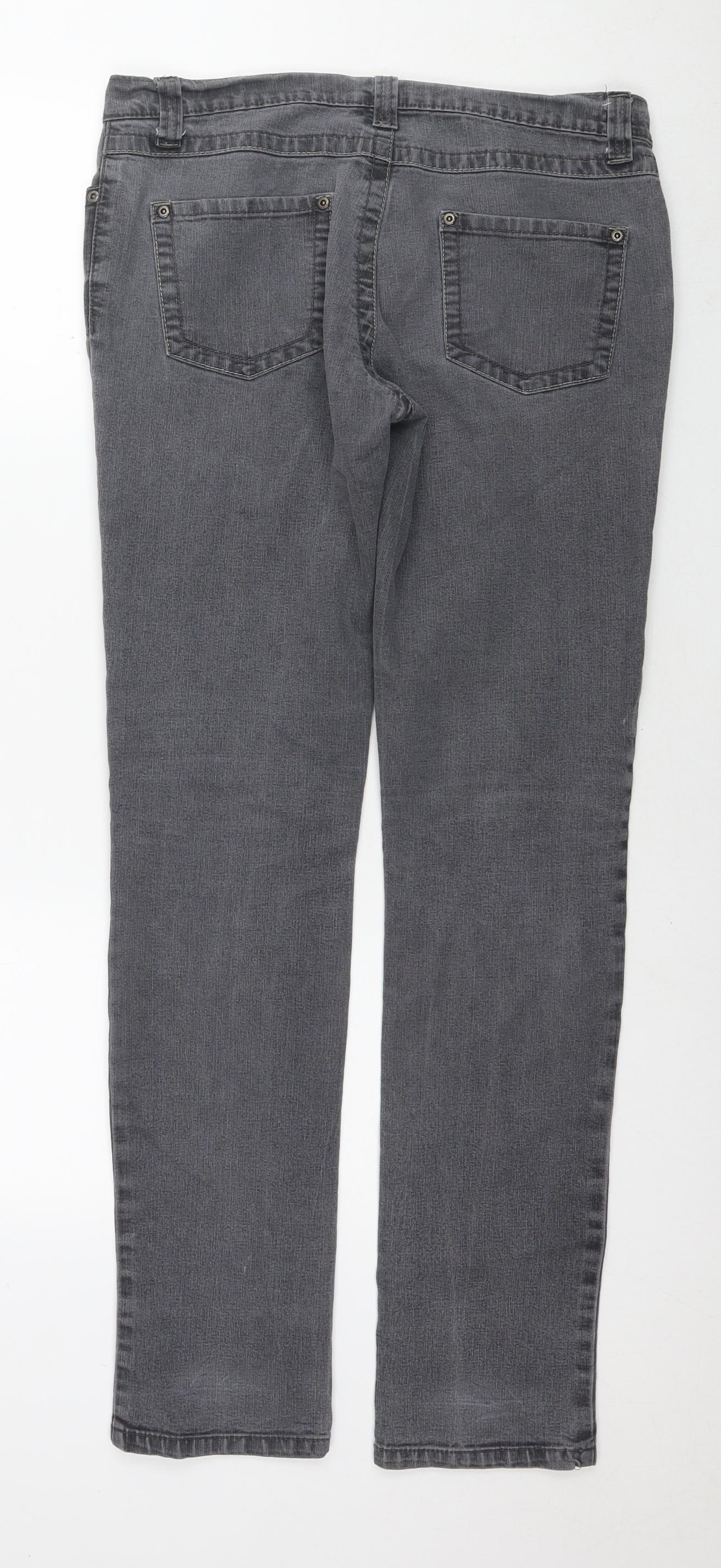 Dorothy Perkins Womens Grey Cotton Skinny Jeans Size 12 L30 in Regular Zip