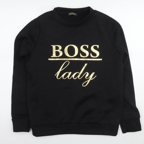 MissFiga Womens Black Polyester Pullover Sweatshirt Size M Pullover - Boss Lady Size M/L