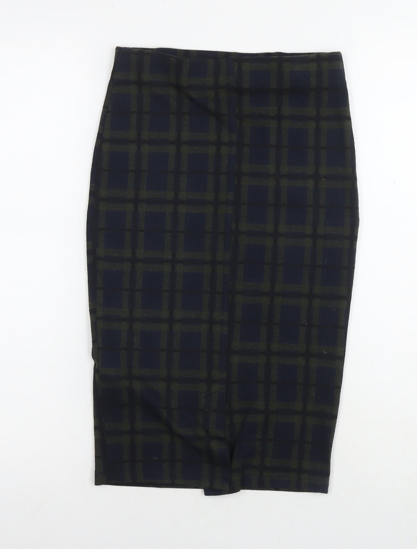 Zara Womens Blue Geometric Polyester Straight & Pencil Skirt Size S