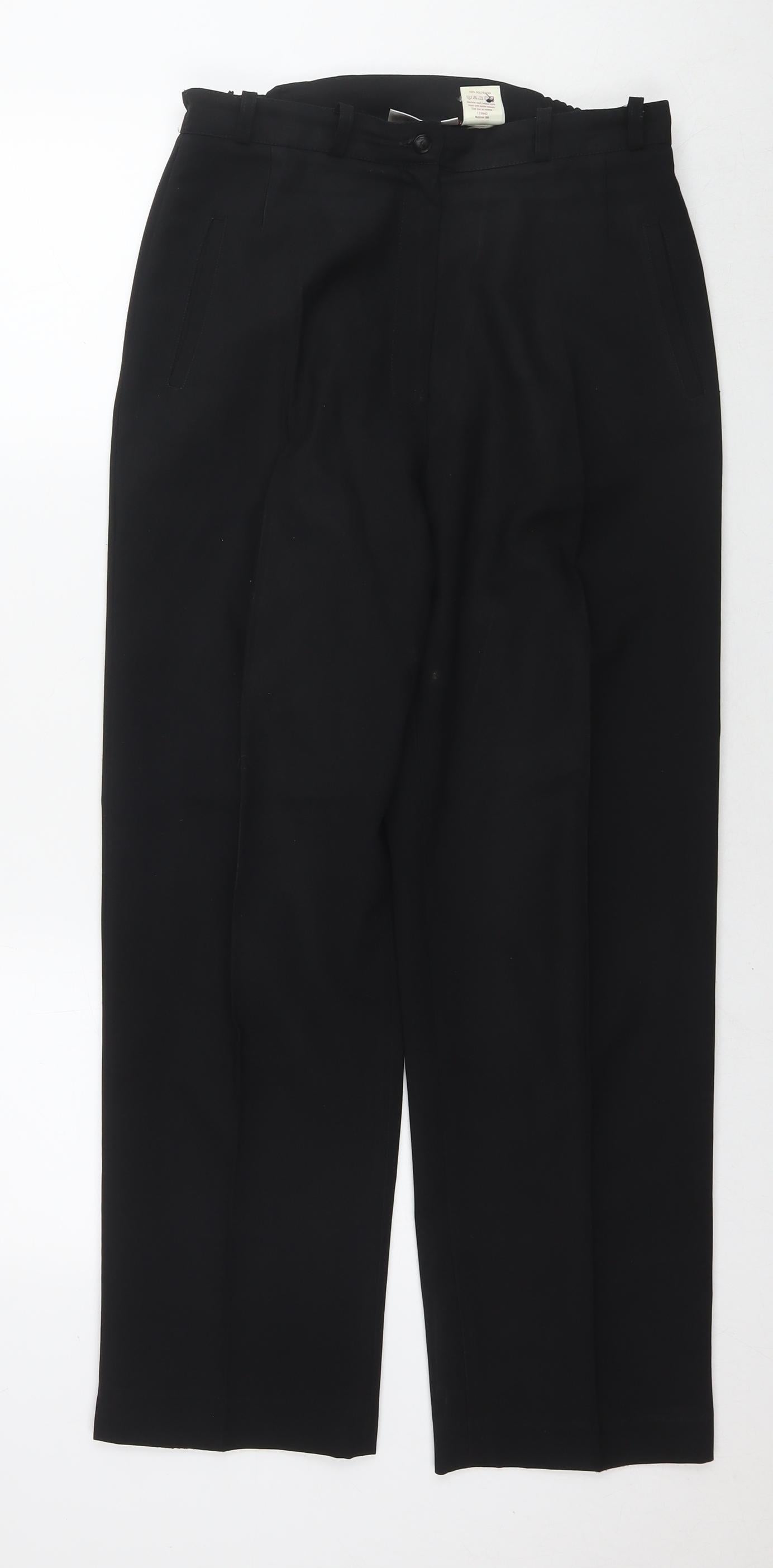 Bonmarché Womens Black Polyester Trousers Size 12 L27 in Regular Zip