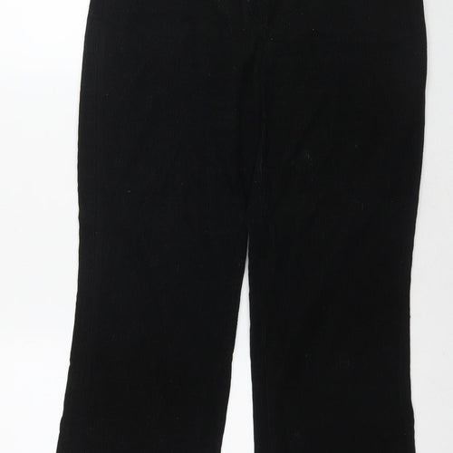 Per Una Womens Black Cotton Trousers Size 10 L24 in Regular Zip