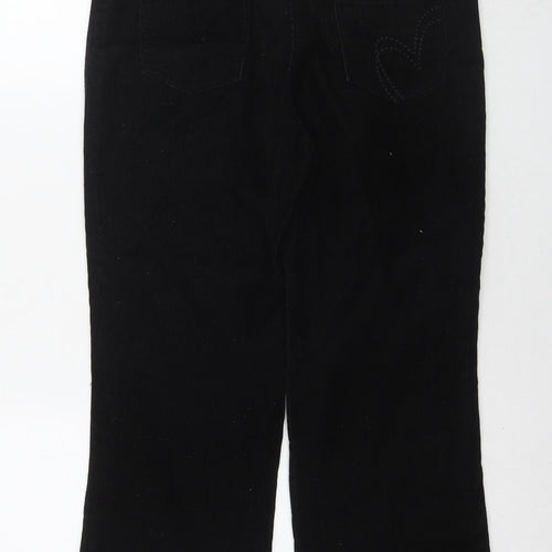 Per Una Womens Black Cotton Trousers Size 10 L24 in Regular Zip