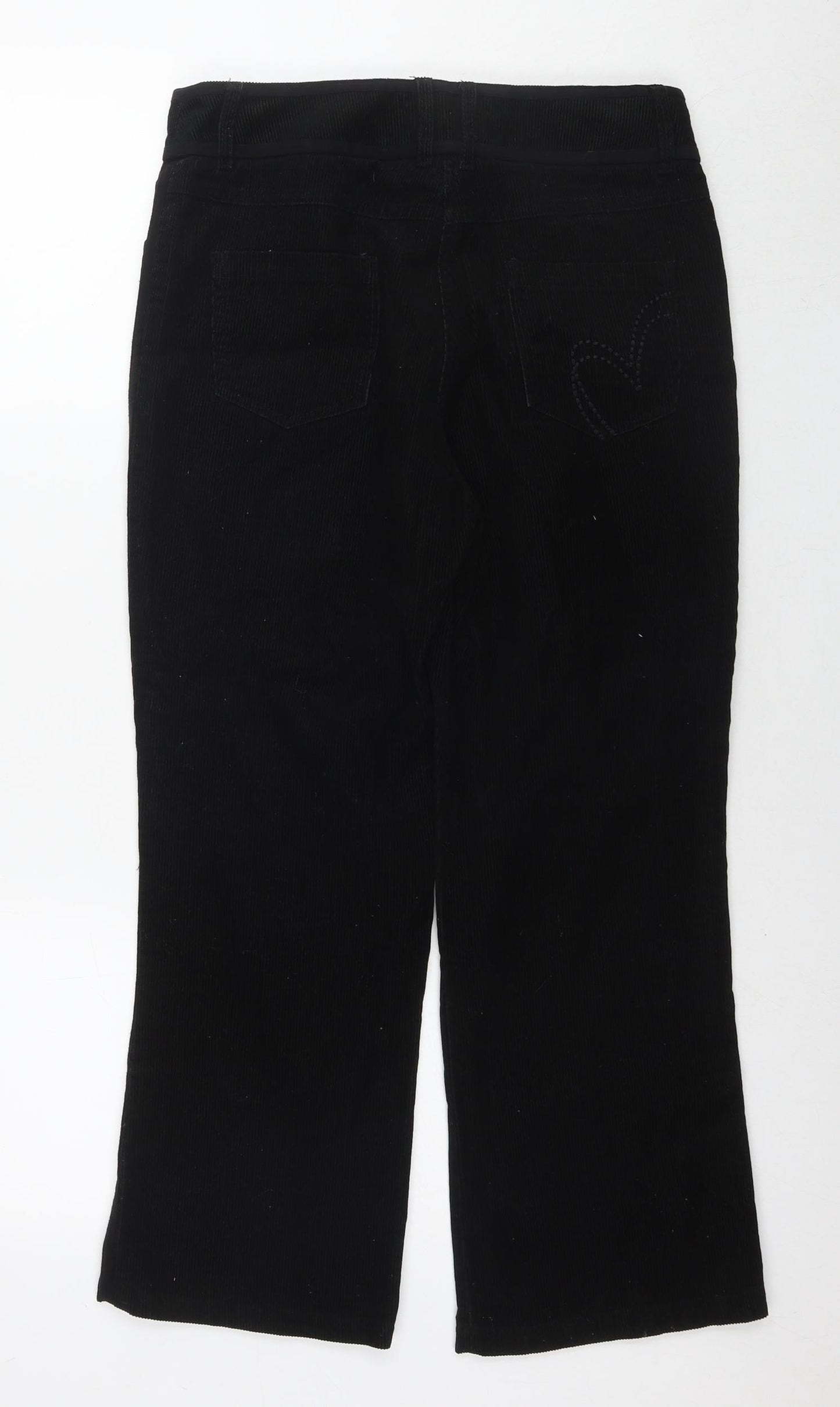 Per Una Womens Black Cotton Trousers Size 10 L24 in Regular Zip