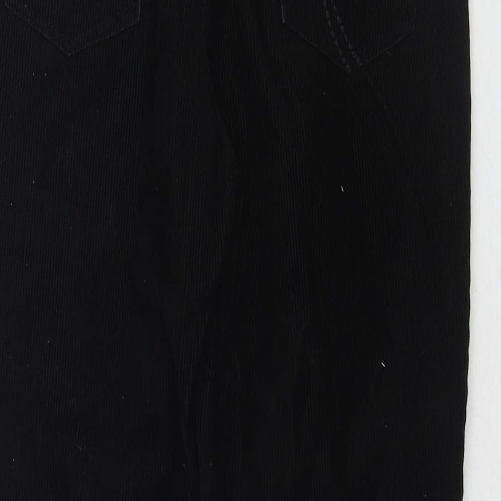 Per Una Womens Black Cotton Trousers Size 10 L24 in Regular Zip