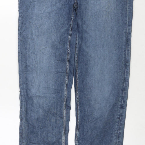 Marks and Spencer Womens Blue Cotton Straight Jeans Size 12 L32 in Regular Zip