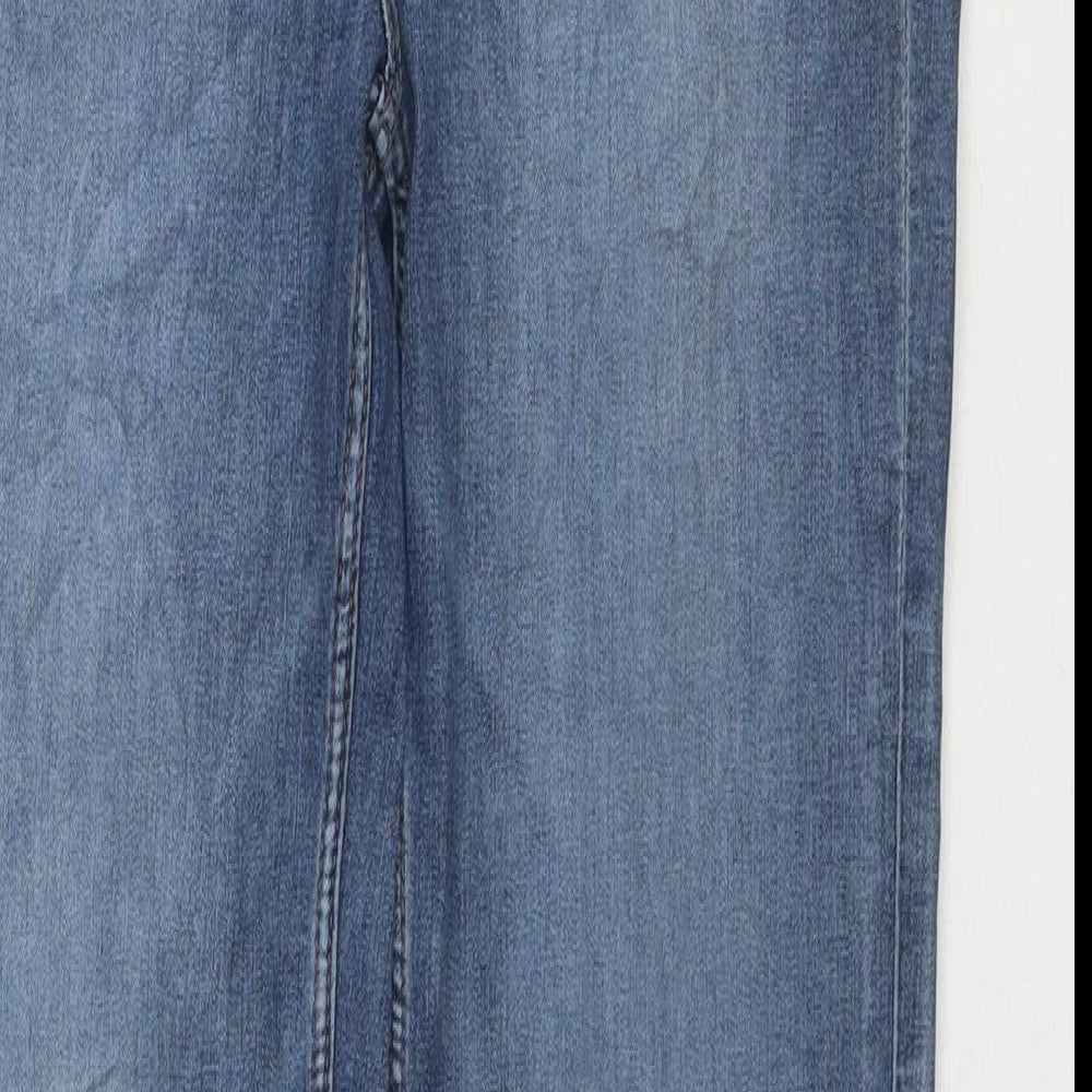 Marks and Spencer Womens Blue Cotton Straight Jeans Size 12 L32 in Regular Zip