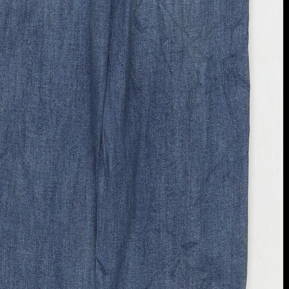 Marks and Spencer Womens Blue Cotton Straight Jeans Size 12 L32 in Regular Zip