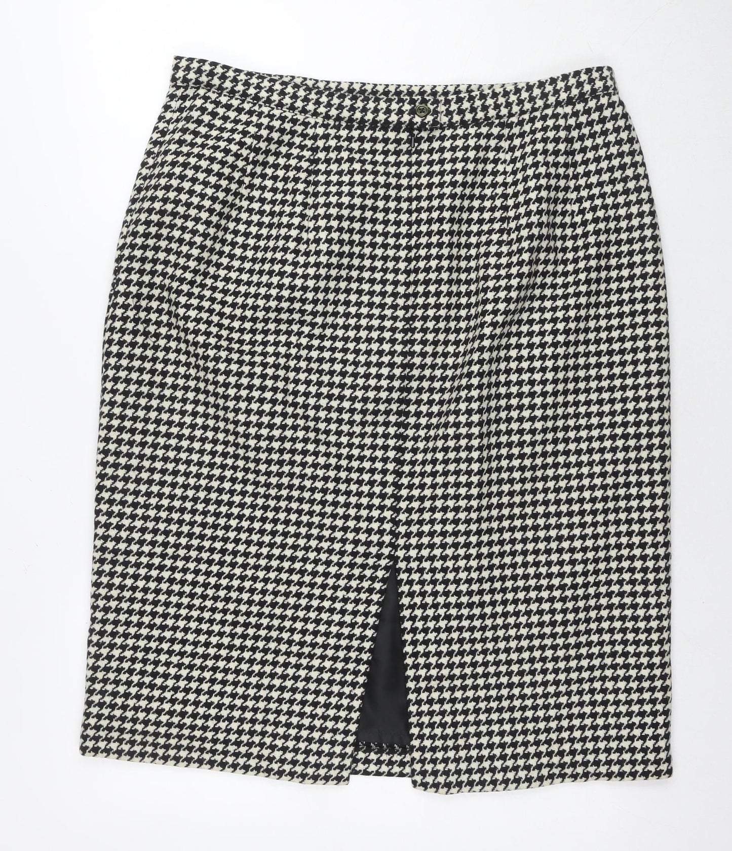 Marks and Spencer Womens Black Geometric Wool A-Line Skirt Size 20 Zip