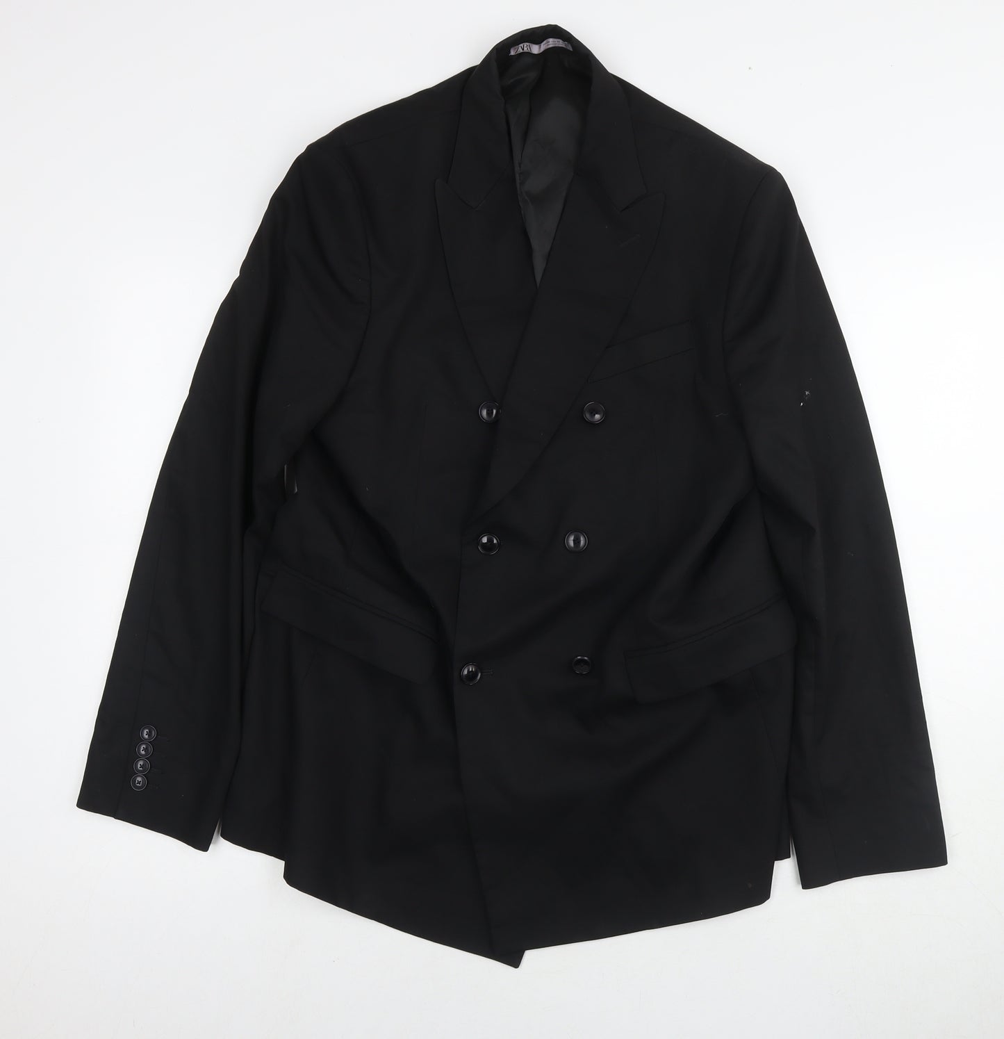 Zara Mens Black Polyester Jacket Suit Jacket Size 42 Regular