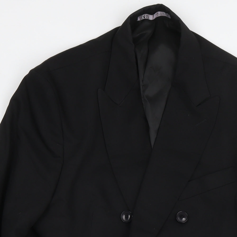 Zara Mens Black Polyester Jacket Suit Jacket Size 42 Regular