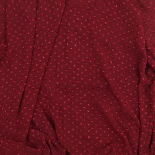 Select Womens Red Polka Dot Polyester Basic Blouse Size 8 Round Neck