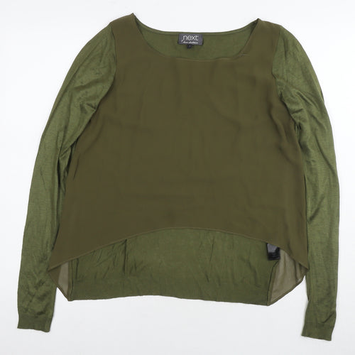NEXT Womens Green Polyester Basic Blouse Size 8 Round Neck