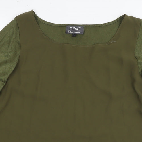 NEXT Womens Green Polyester Basic Blouse Size 8 Round Neck