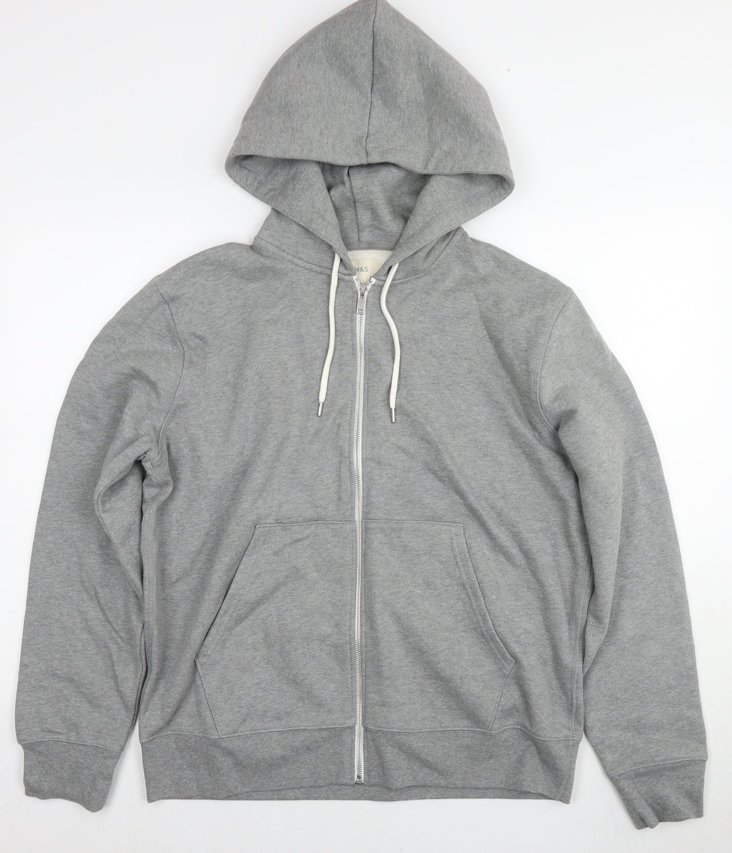 Marks and Spencer Mens Grey Polyester Full Zip Hoodie Size L