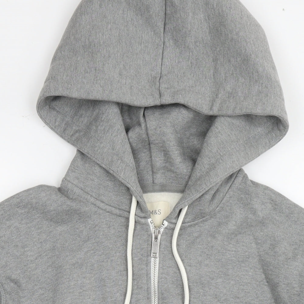 Marks and Spencer Mens Grey Polyester Full Zip Hoodie Size L