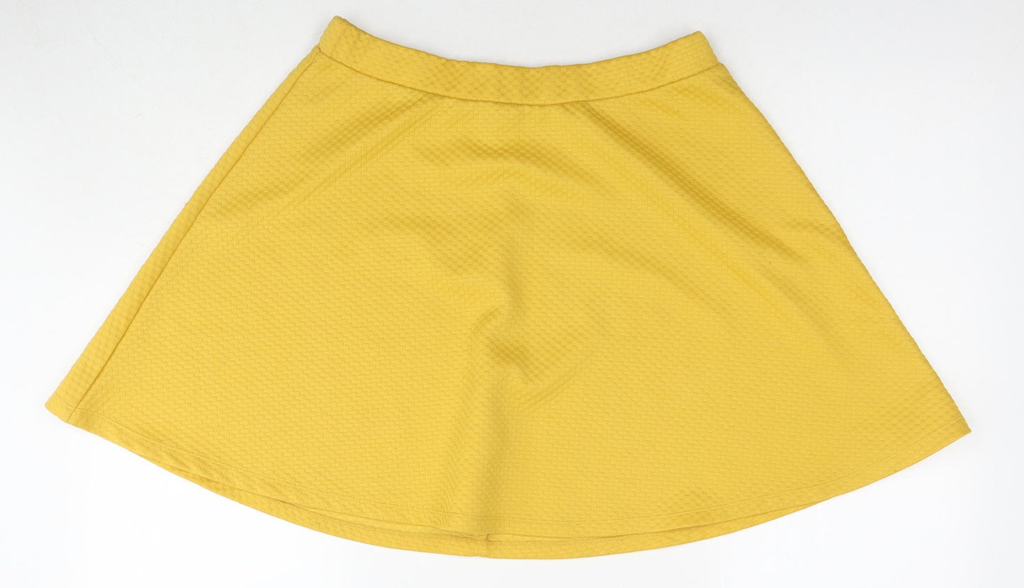 H&M Womens Yellow Polyester Swing Skirt Size M