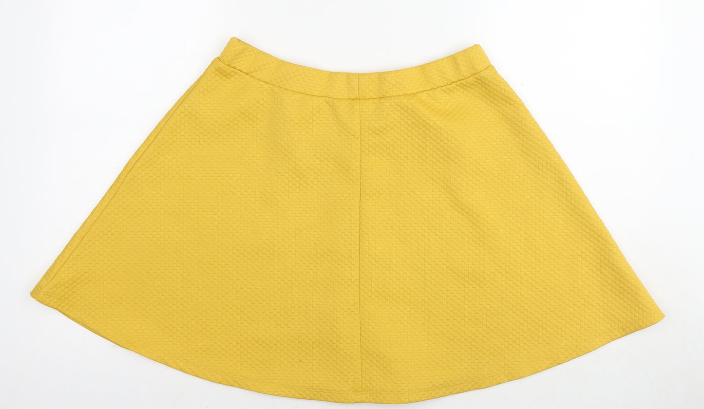 H&M Womens Yellow Polyester Swing Skirt Size M