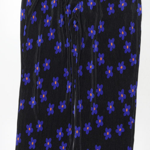 Pieces Womens Black Floral Polyester Trousers Size L L33 in Regular