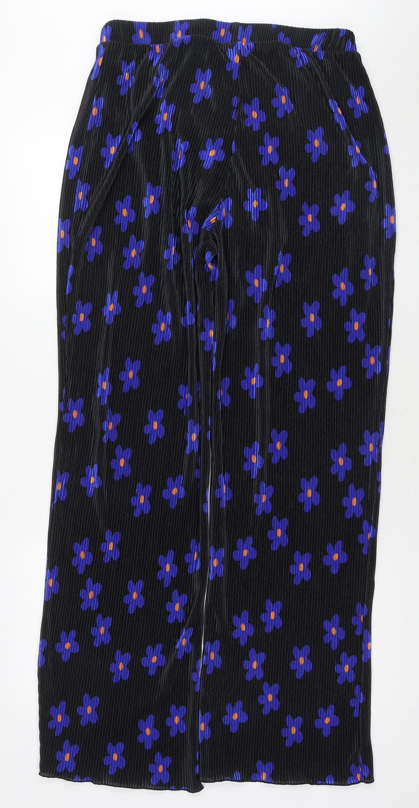 Pieces Womens Black Floral Polyester Trousers Size L L33 in Regular