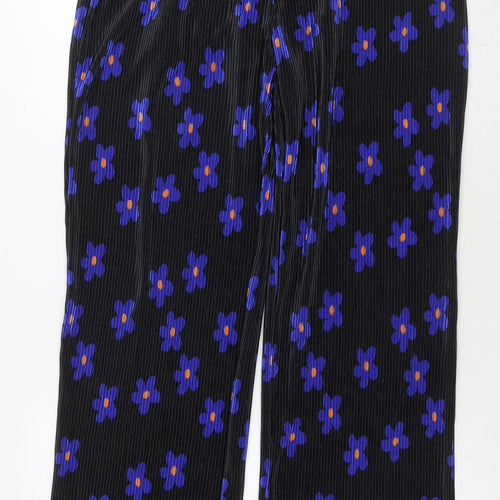 Pieces Womens Black Floral Polyester Trousers Size L L33 in Regular