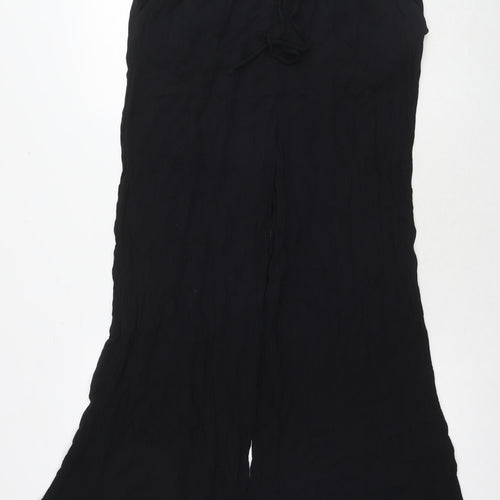 Marks and Spencer Womens Black Viscose Trousers Size 14 L28 in Regular Drawstring