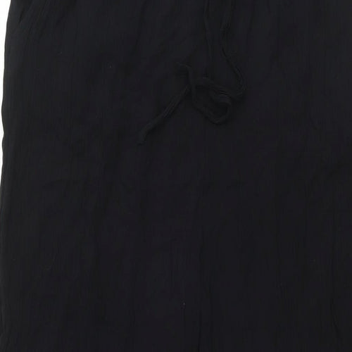 Marks and Spencer Womens Black Viscose Trousers Size 14 L28 in Regular Drawstring