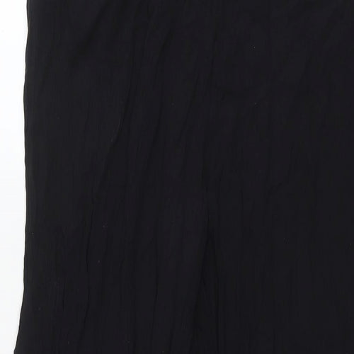 Marks and Spencer Womens Black Viscose Trousers Size 14 L28 in Regular Drawstring