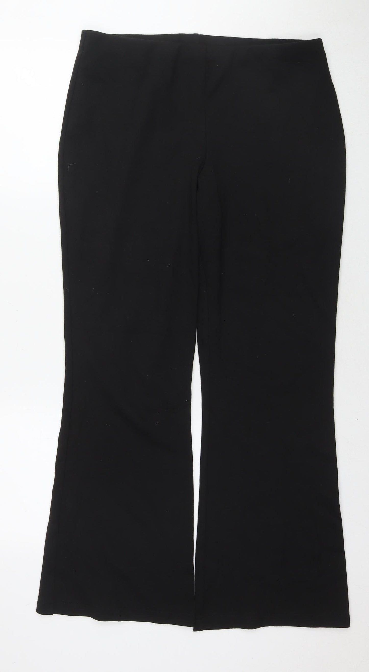 Marks and Spencer Womens Black Polyester Trousers Size 14 L28 in Regular