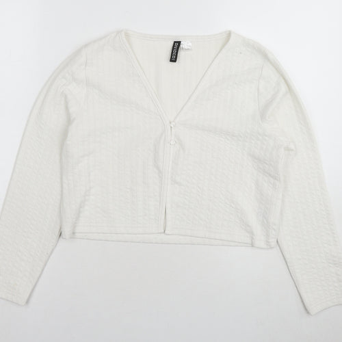 Divided by H&M Womens White V-Neck Polyester Cardigan Jumper Size L