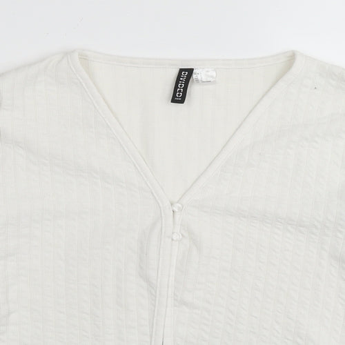 Divided by H&M Womens White V-Neck Polyester Cardigan Jumper Size L