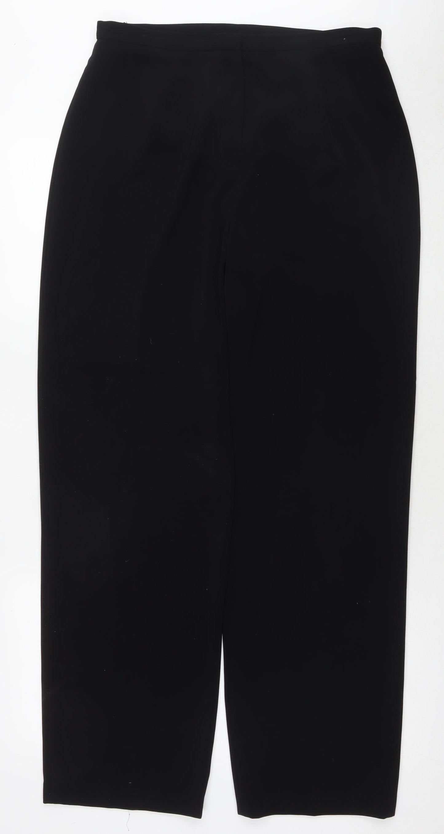 Amanda Marshall Womens Black Polyester Trousers Size 14 L30 in Regular Zip