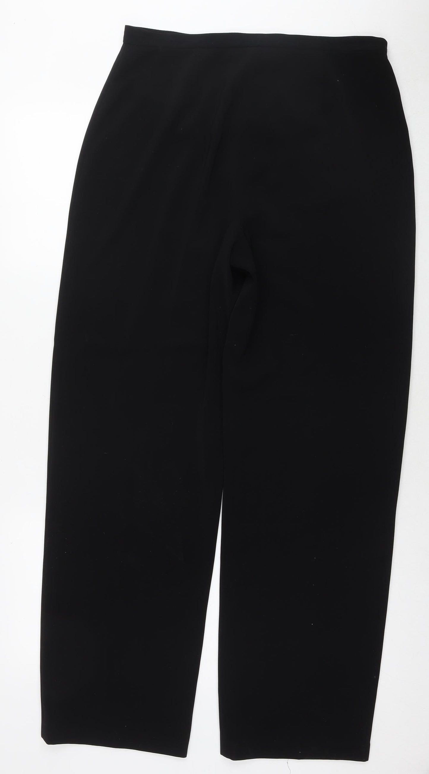 Amanda Marshall Womens Black Polyester Trousers Size 14 L30 in Regular Zip