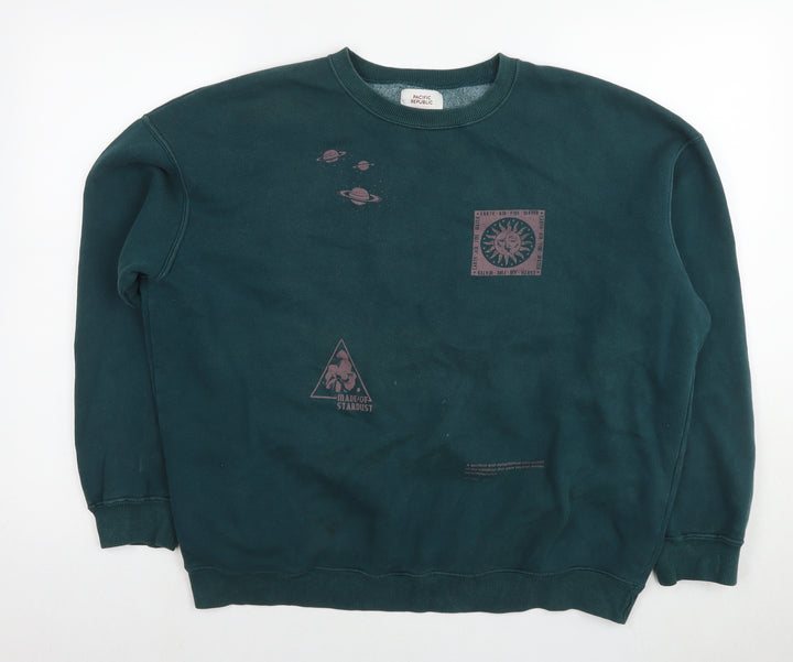 Pacific Republic Womens Blue Cotton Pullover Sweatshirt Size M Pullover - Planets made of stardust