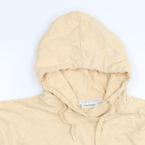 Broadway Womens Beige Cotton Pullover Hoodie Size L Pullover - Be Amazing