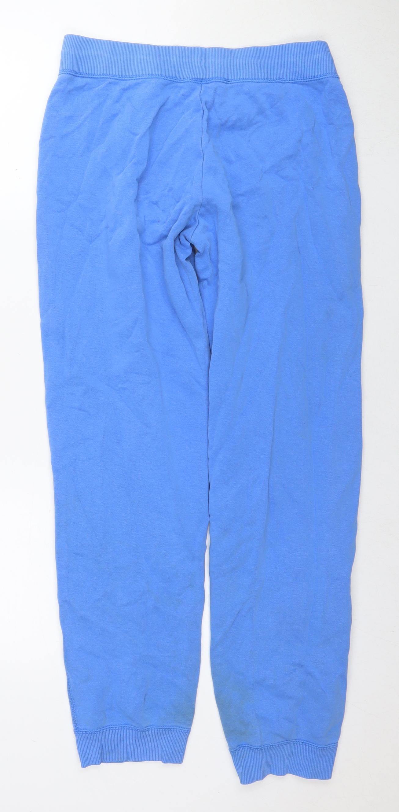 Nike Womens Blue Cotton Jogger Trousers Size M L30 in Regular Drawstring