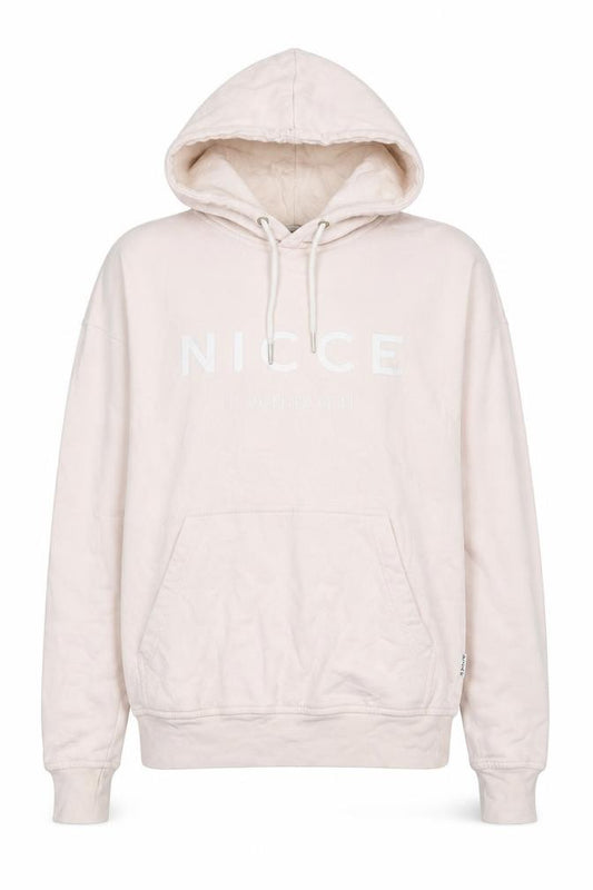 Front view of NICCE London women’s pink cotton pullover hoodie, size XS, pullover - logo