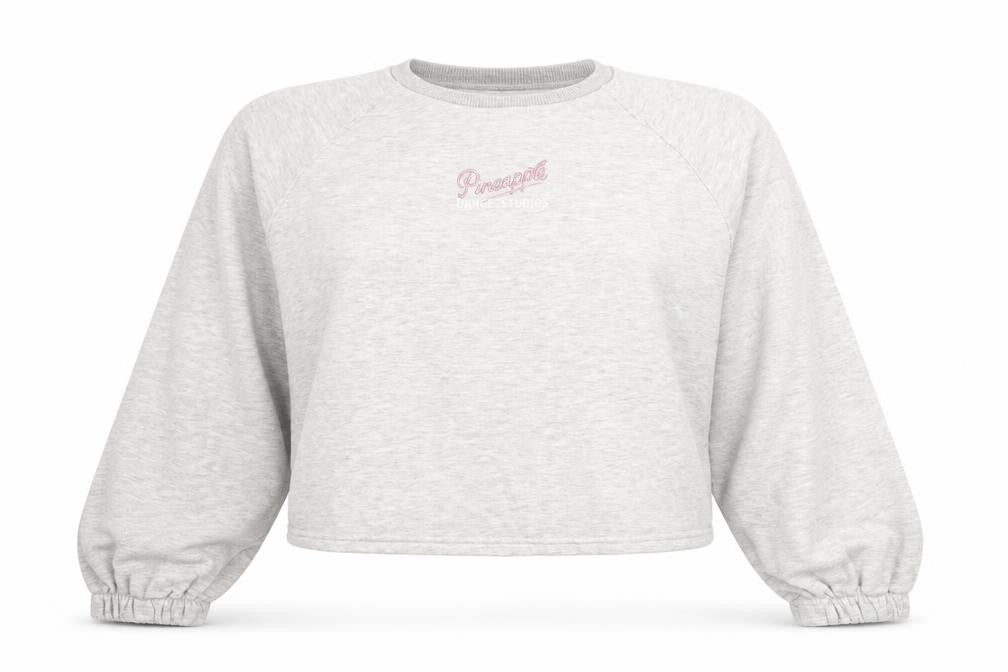 Front view of Pineapple women’s grey cotton pullover sweatshirt, size UK 10, pullover - logo, size UK 10-12