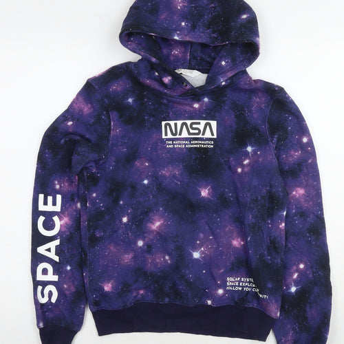 H&M Boys Purple Cotton Pullover Hoodie Size 12-13 Years Pullover - NASA Space