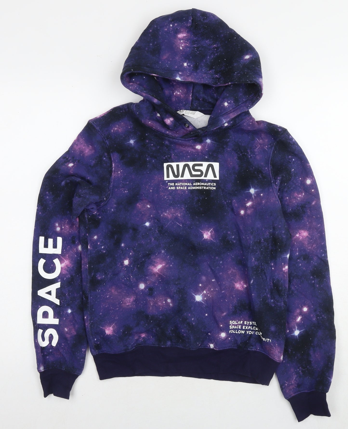 H&M Boys Purple Cotton Pullover Hoodie Size 12-13 Years Pullover - NASA Space