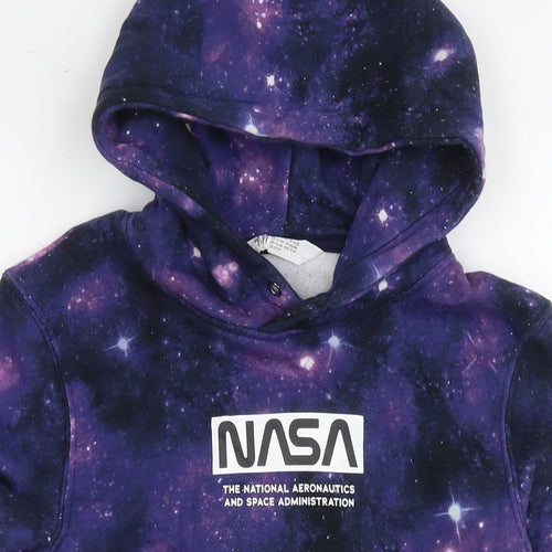 H&M Boys Purple Cotton Pullover Hoodie Size 12-13 Years Pullover - NASA Space