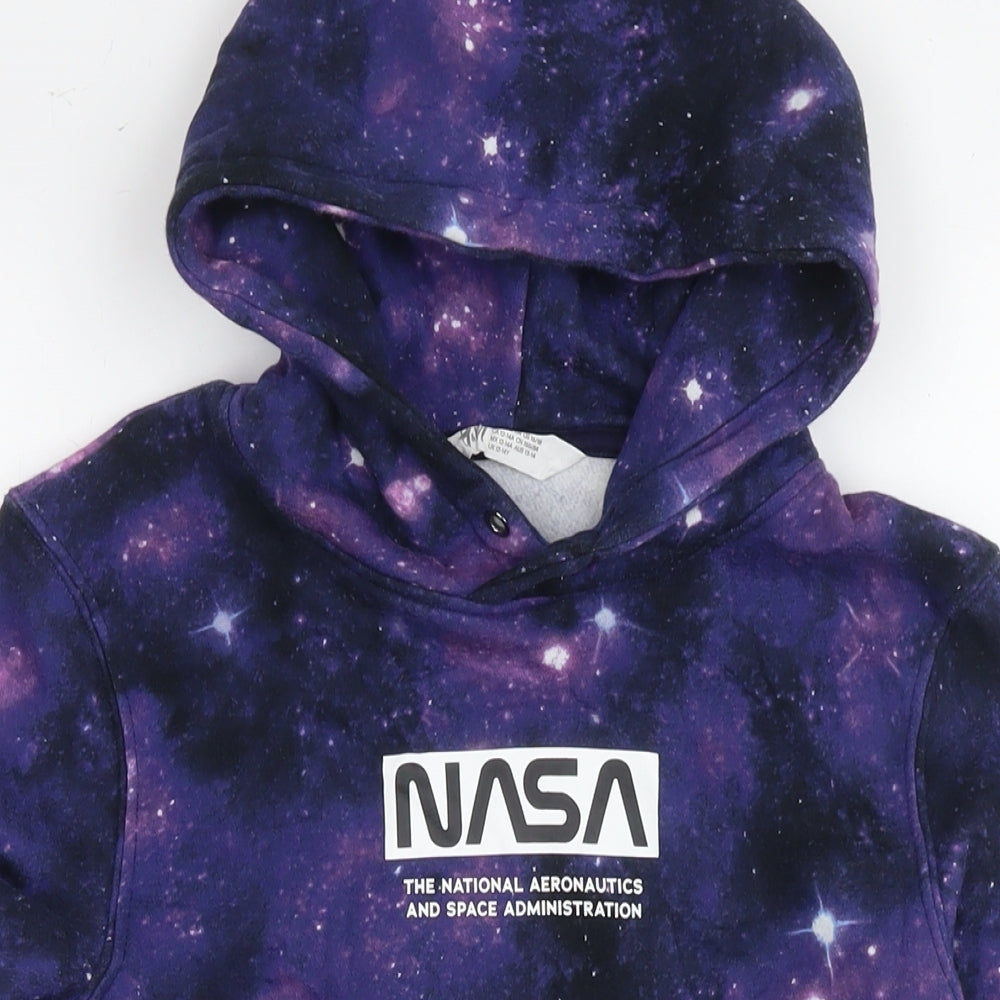 H&M Boys Purple Cotton Pullover Hoodie Size 12-13 Years Pullover - NASA Space