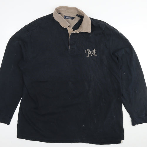 Maine Mens Black Cotton Polo Size 2XL Collared Pullover