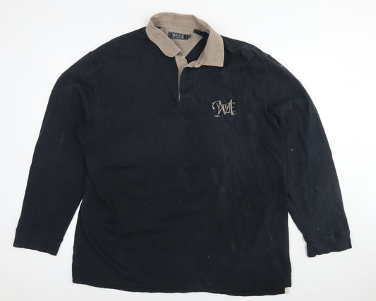 Maine Mens Black Cotton Polo Size 2XL Collared Pullover