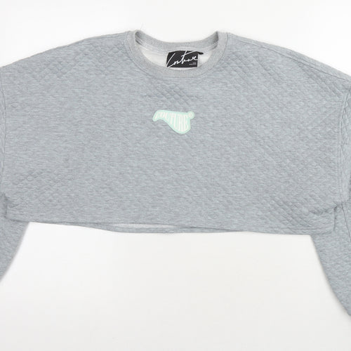 Coulture Womens Grey Cotton Pullover Sweatshirt Size M Pullover - Logo Cropped